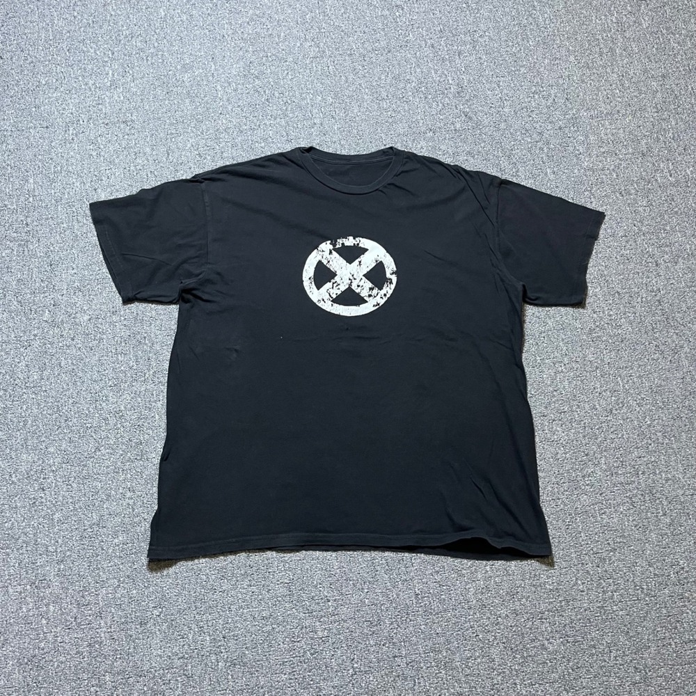 Marvel X-Men Graphic T-Shirt Black Distressed Logo Crew Neck Tee
